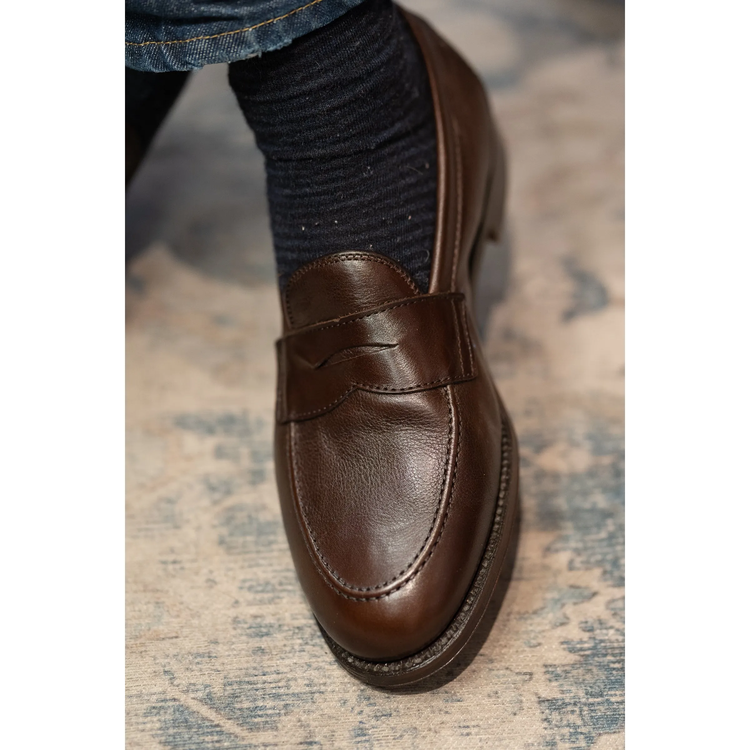 Alden 9694F Penny Loafer Flex Welt Soft Dark Brown Calf sold by The Andover Shop