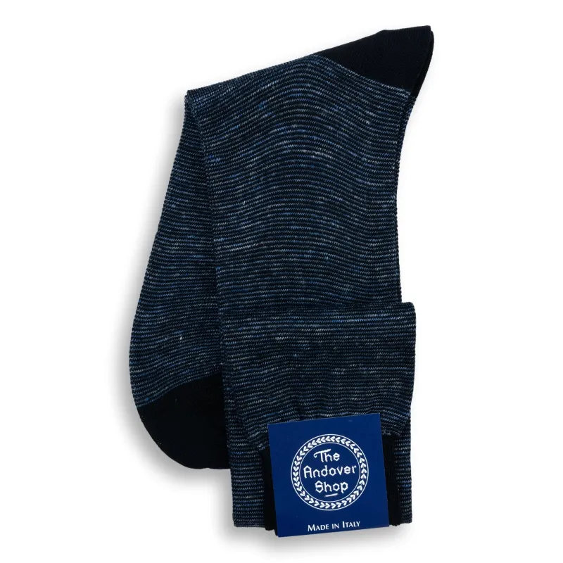 Over-the-Calf Cotton Linen Hairline Stripe Dress Sock sold by The Andover Shop