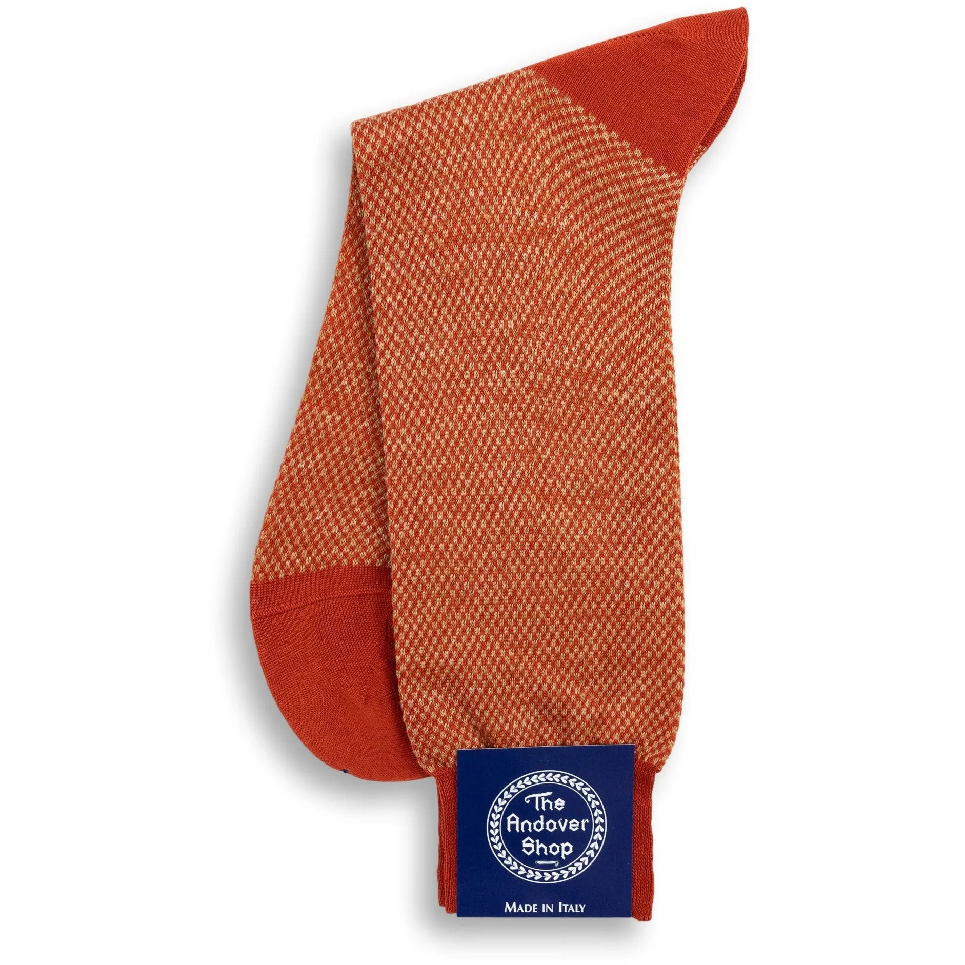 Mid-Calf Cotton and Linen Square and Birdseye Patterned Dress Sock sold by The Andover Shop product image thumbnail 2