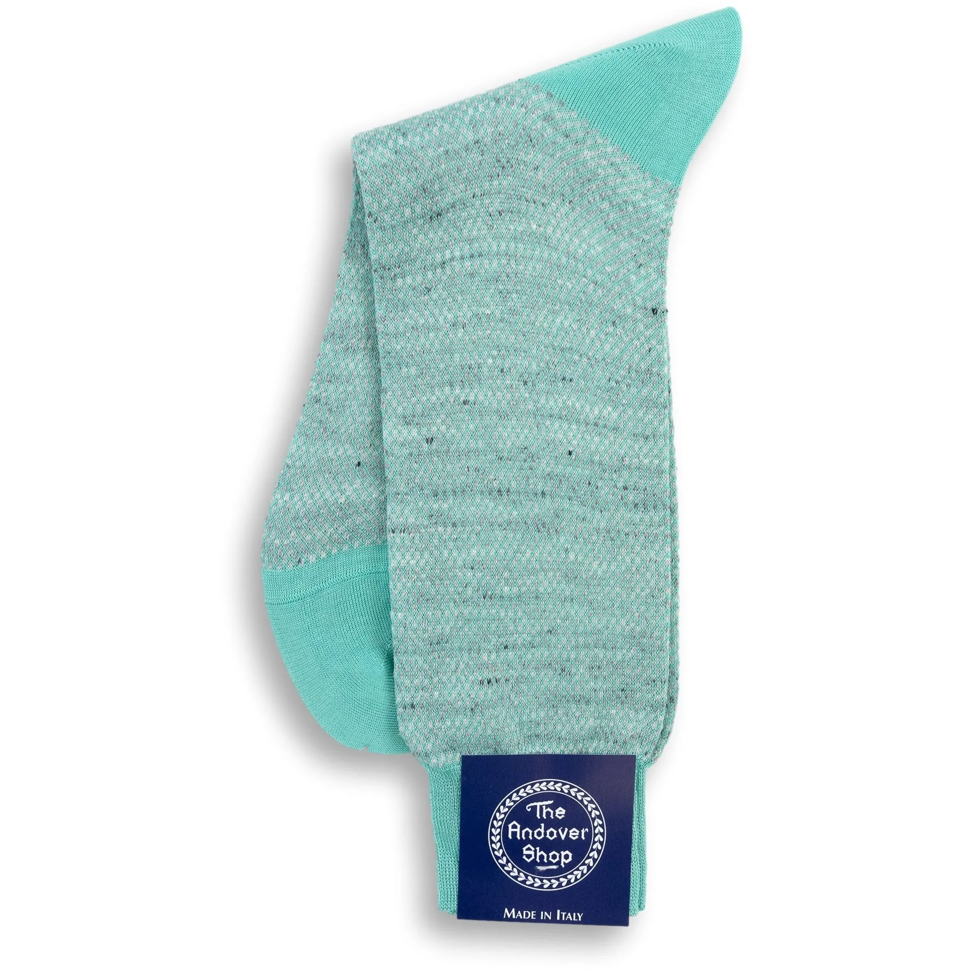 Mid-Calf Cotton and Linen Square and Birdseye Patterned Dress Sock sold by The Andover Shop