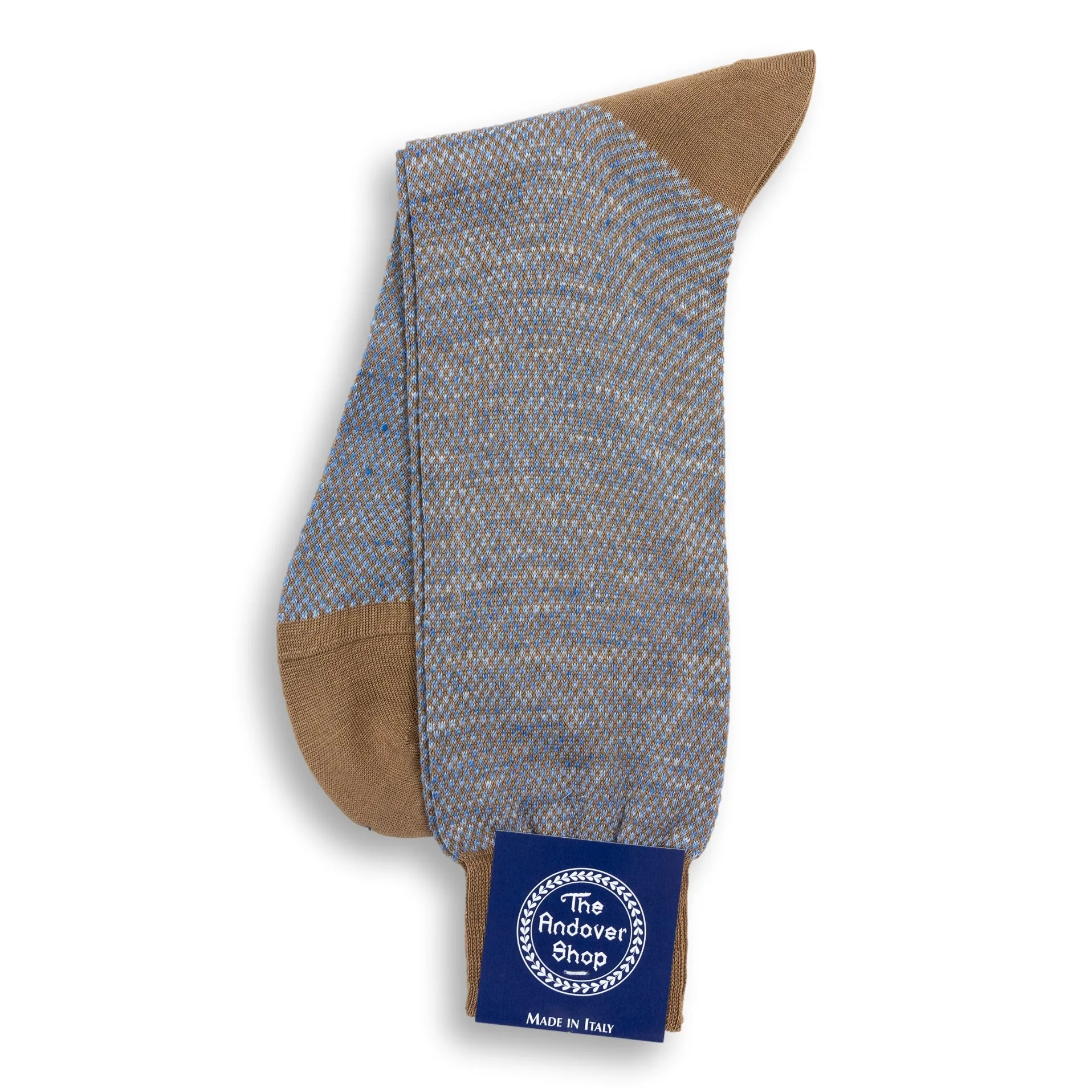 Mid-Calf Cotton and Linen Square and Birdseye Patterned Dress Sock sold by The Andover Shop product image thumbnail 3