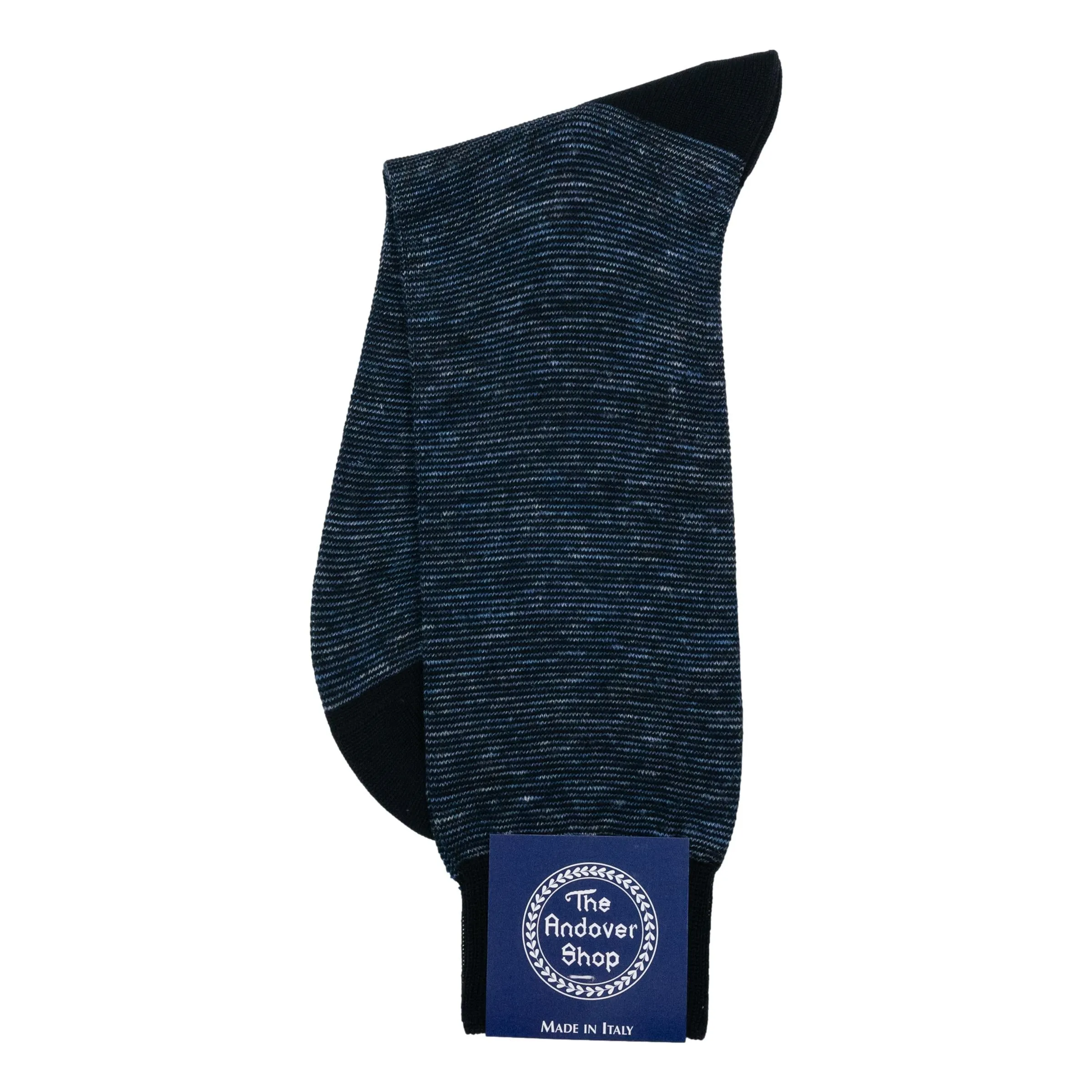 Mid-Calf Cotton and Linen Hairline Stripe Dress Sock sold by The Andover Shop product image thumbnail 5