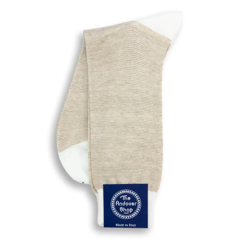 Mid-Calf Cotton and Linen Hairline Stripe Dress Sock sold by The Andover Shop