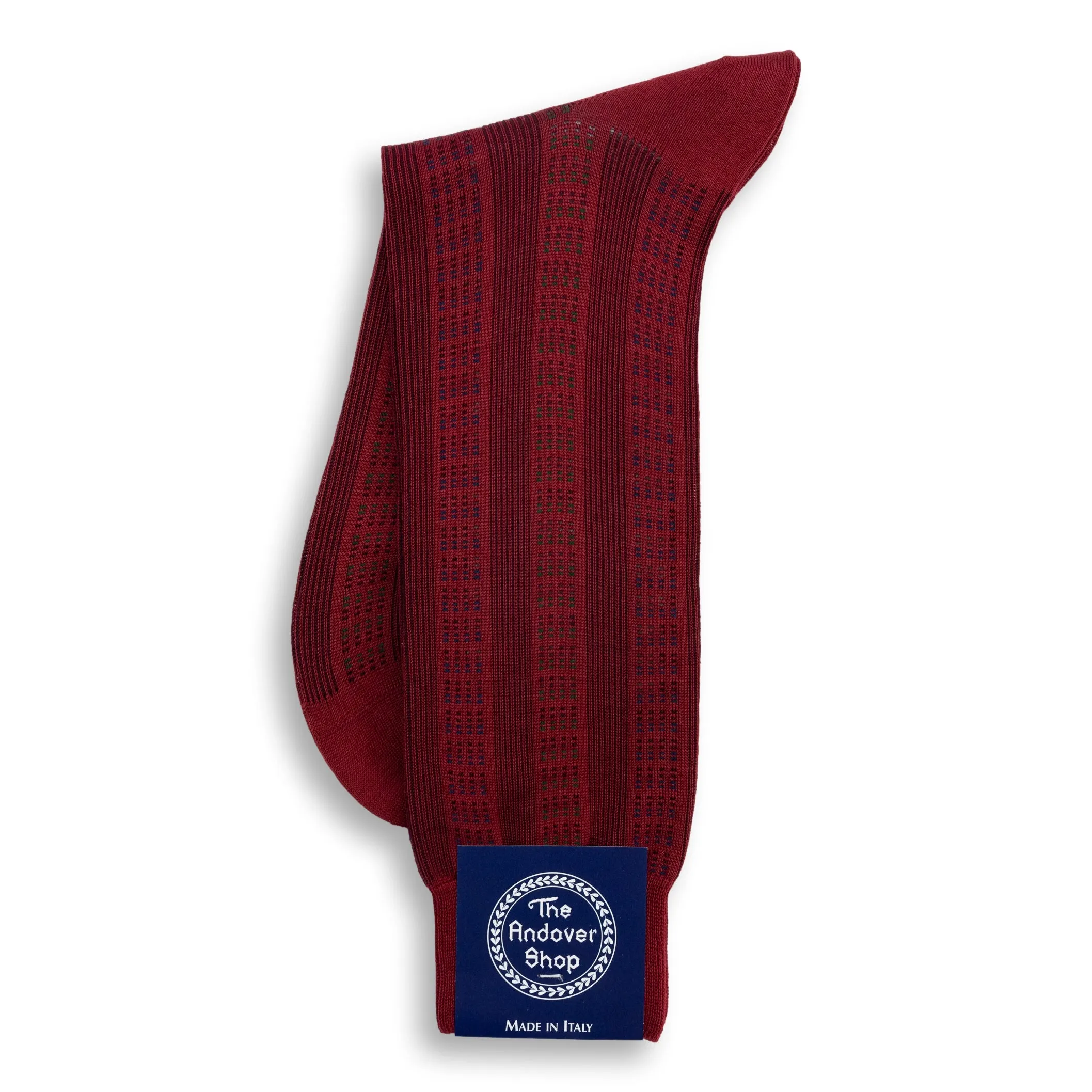 Mid-Calf Cotton Square and Stripe Patterned Dress Sock sold by The Andover Shop product image thumbnail 2