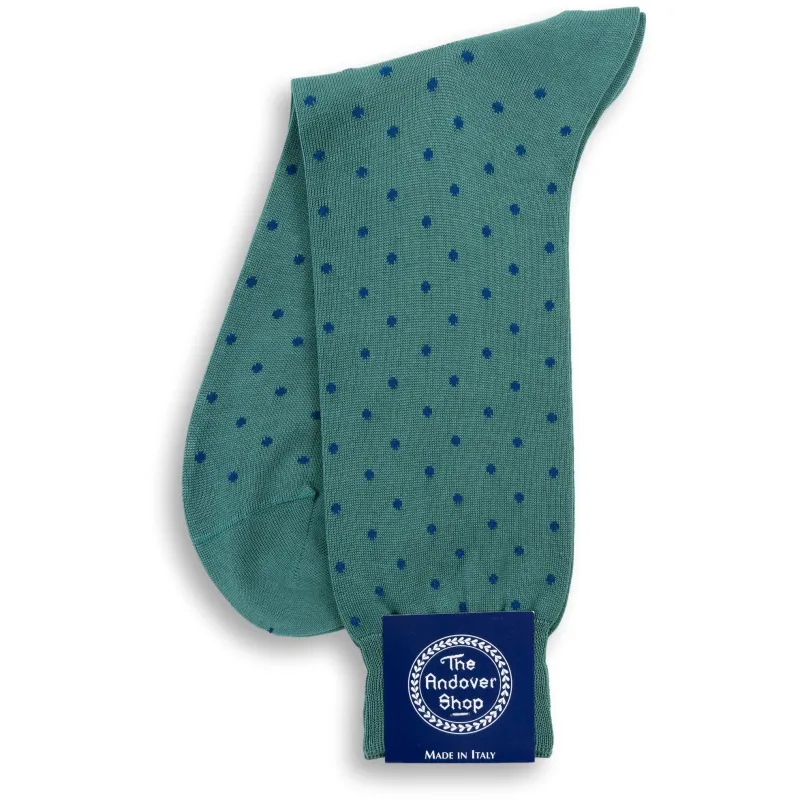 Mid-Calf Cotton Polka Dot Dress Sock made by The Andover Shop