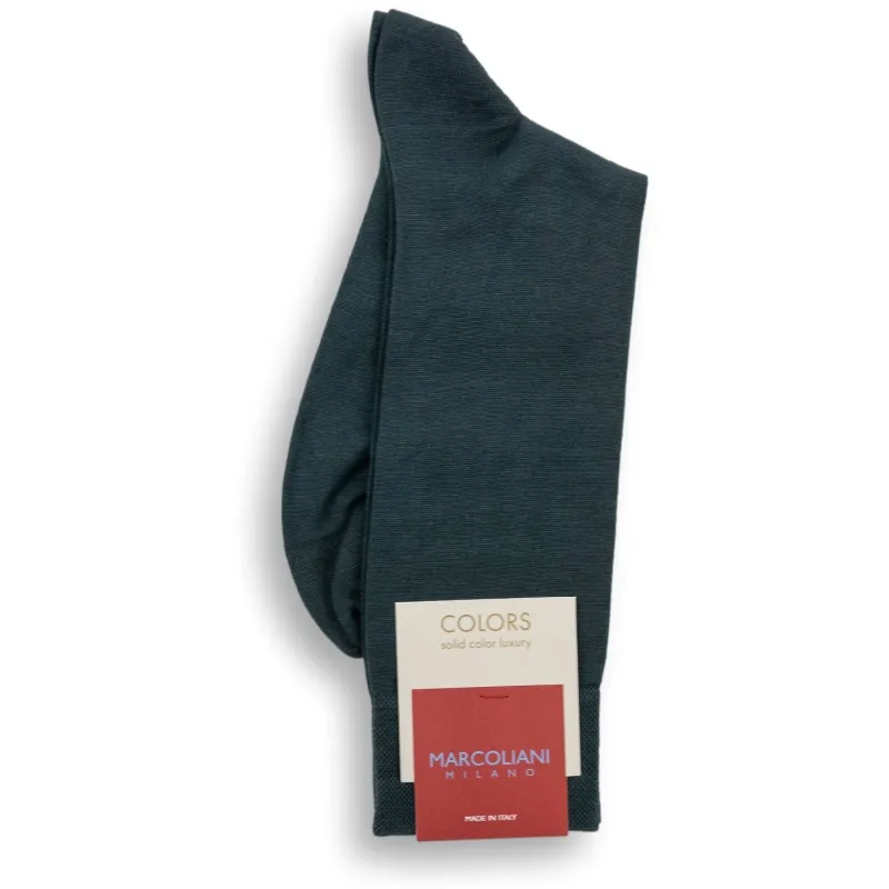 Pima Cotton Classic Plain Mid-Calf Dress Socks made by Marcoliani