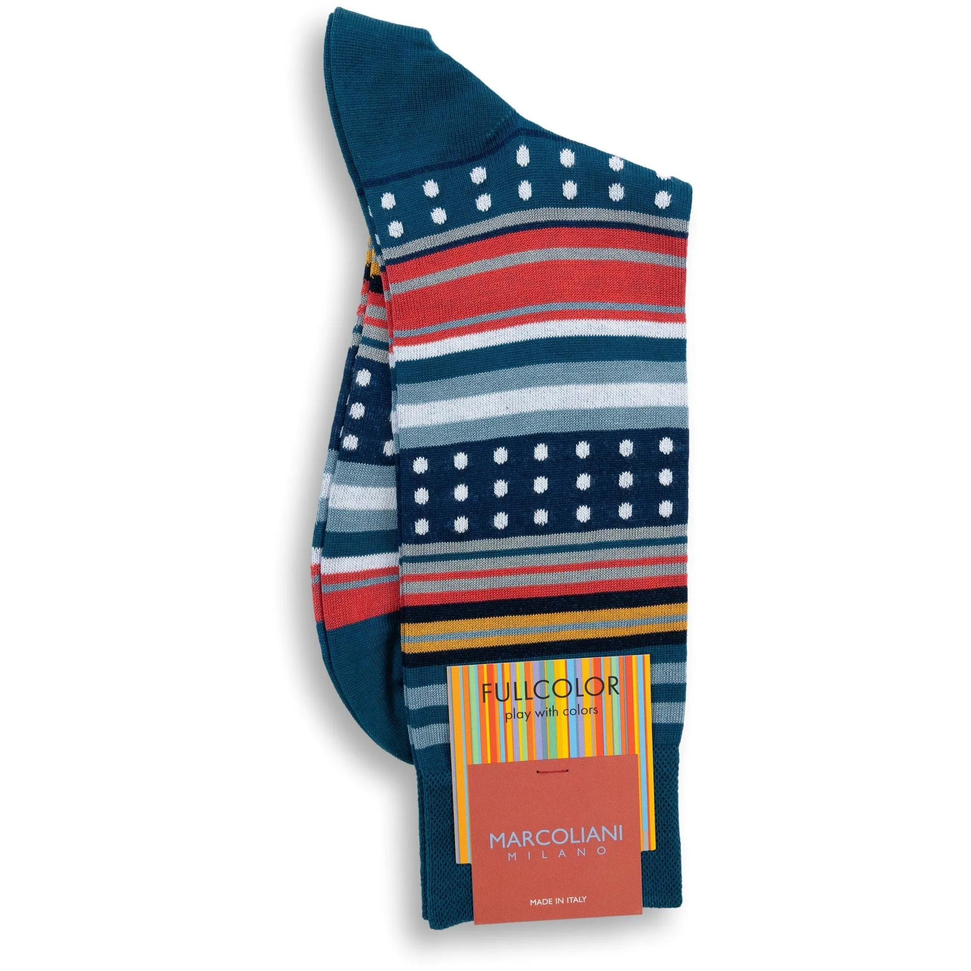 Pima Cotton Stripes and Polka Dots Mid-Calf Dress Socks sold by The Andover Shop