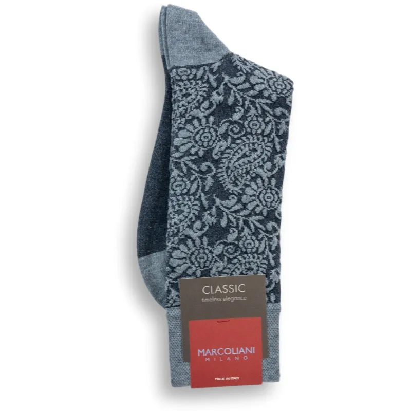 Pima Cotton Flower Paisley Mid-Calf Dress Socks sold by The Andover Shop