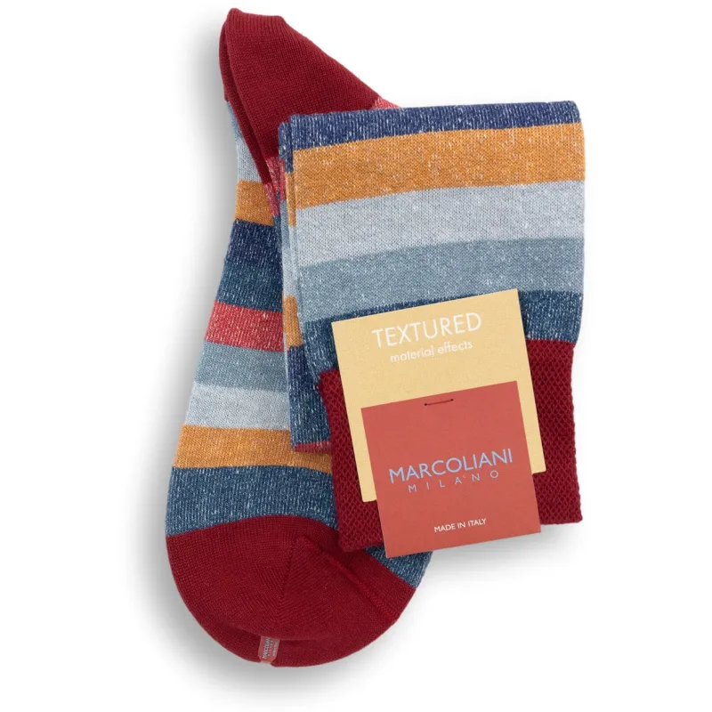 Linen Cotton Blend Tonal Stripe Over-the-Calf Dress Socks sold by The Andover Shop