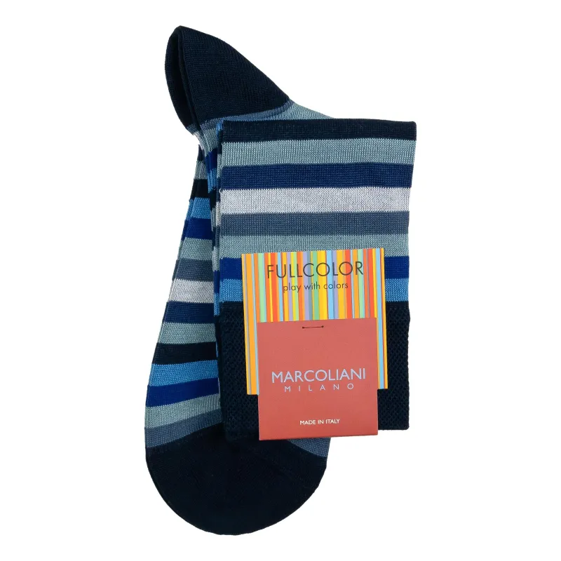 Pima Cotton Rainbow Stripe Over-the-Calf Dress Socks sold by The Andover Shop