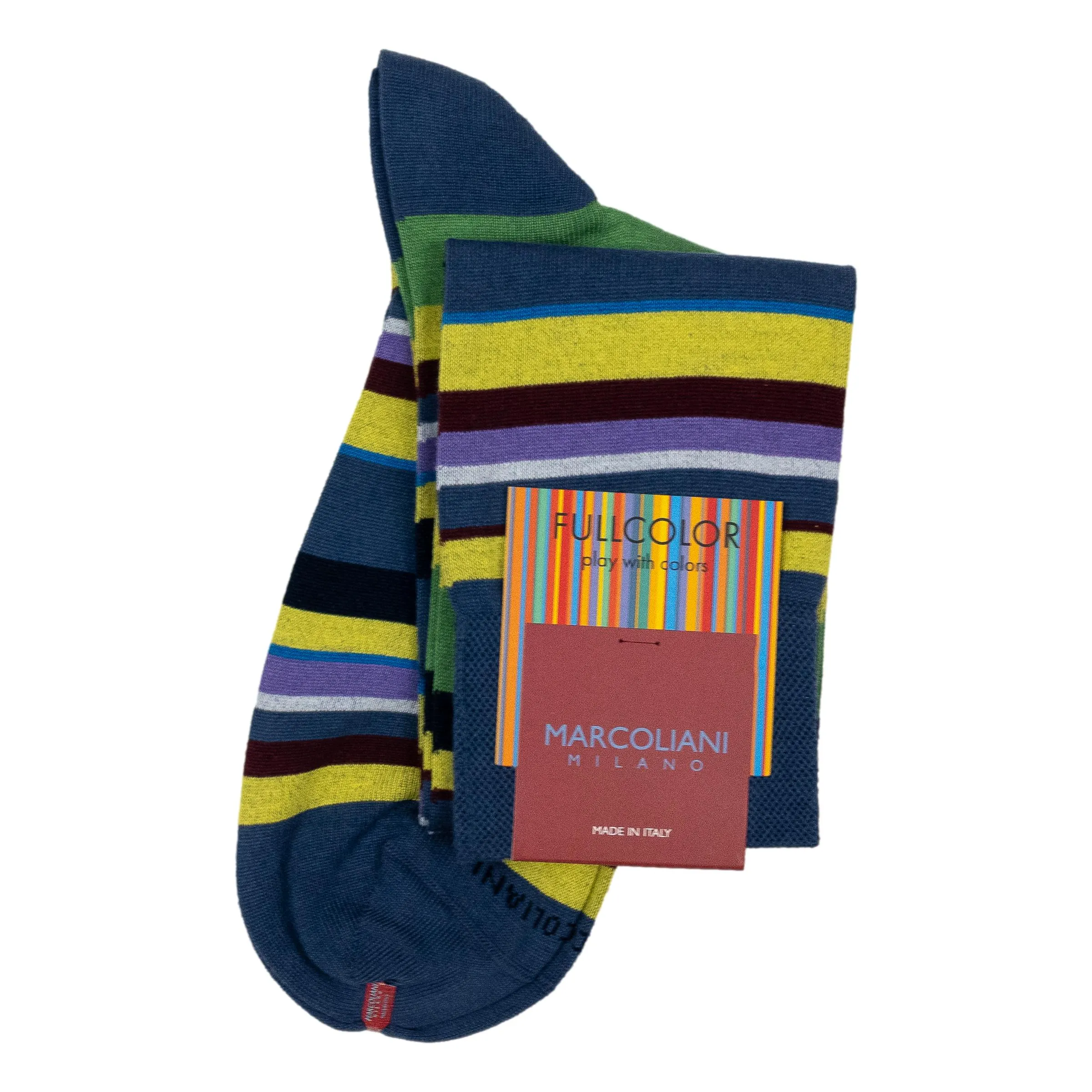Pima Cotton Multi-Color Stripe Over-the-Calf Dress Socks sold by The Andover Shop product image thumbnail 4