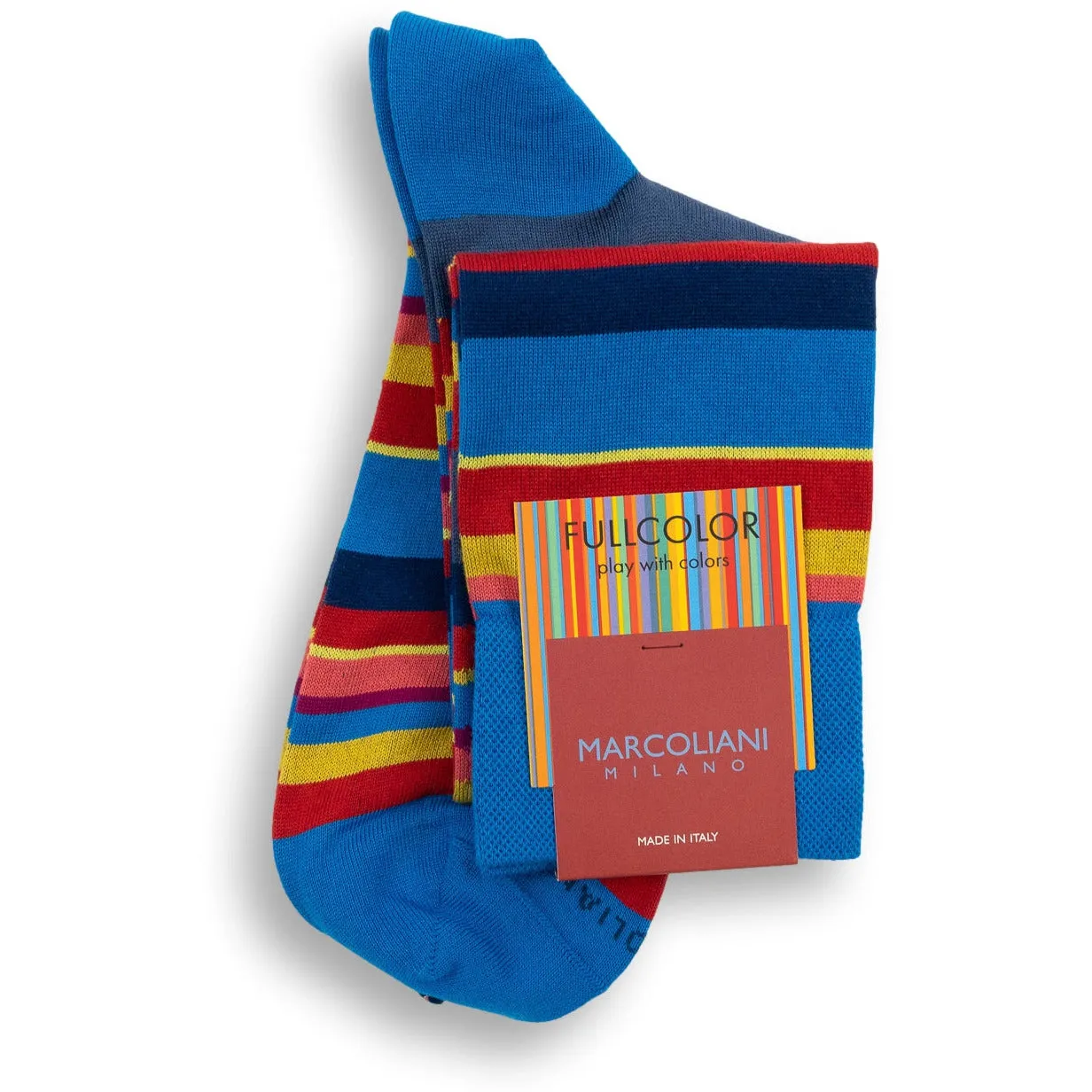 Pima Cotton Multi-Color Stripe Over-the-Calf Dress Socks sold by The Andover Shop