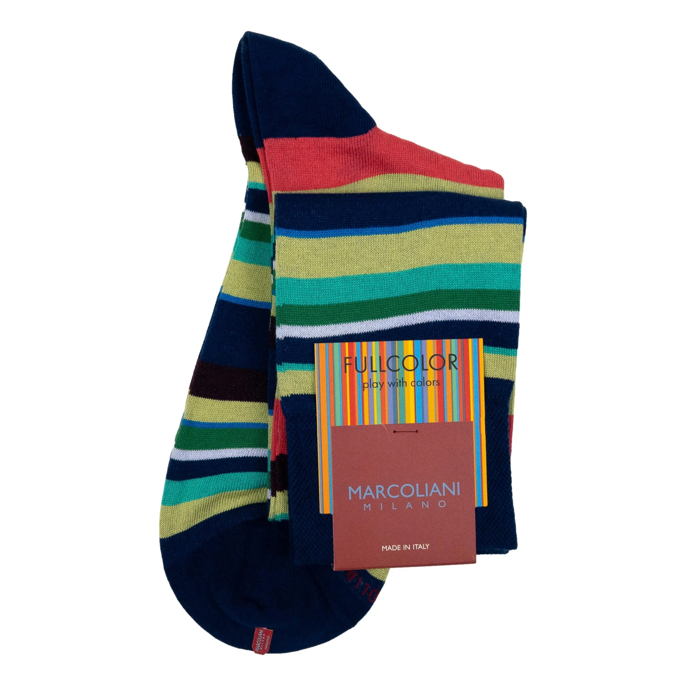 Pima Cotton Multi-Color Stripe Over-the-Calf Dress Socks sold by The Andover Shop product image thumbnail 3