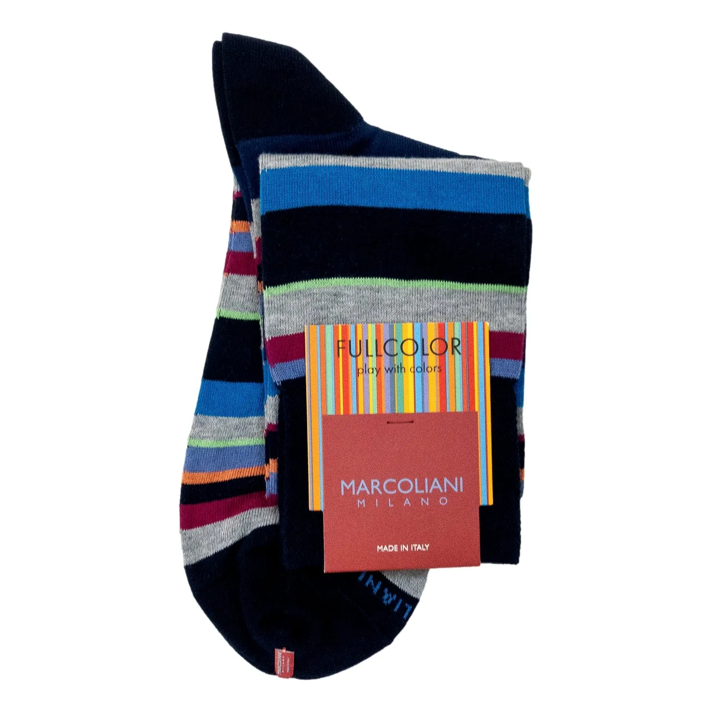 Pima Cotton Multi-Color Stripe Over-the-Calf Dress Socks sold by The Andover Shop product image thumbnail 2