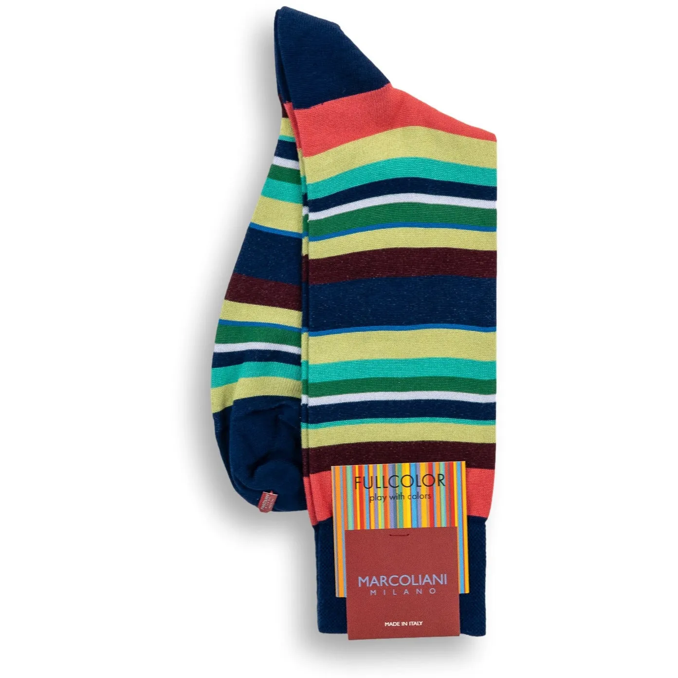 Pima Cotton Multi-Color Stripe Mid-Calf Dress Socks sold by The Andover Shop product image thumbnail 5