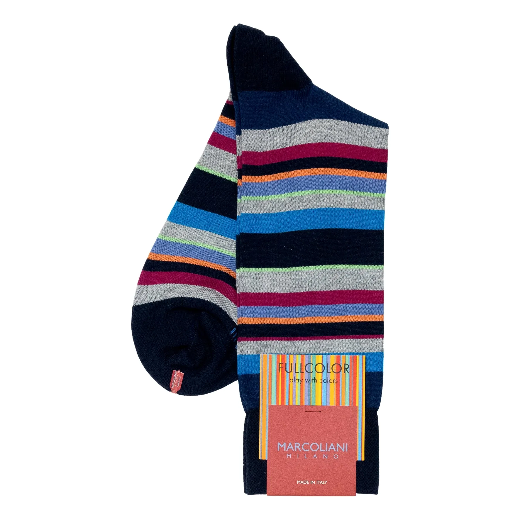 Pima Cotton Multi-Color Stripe Mid-Calf Dress Socks sold by The Andover Shop product image thumbnail 4