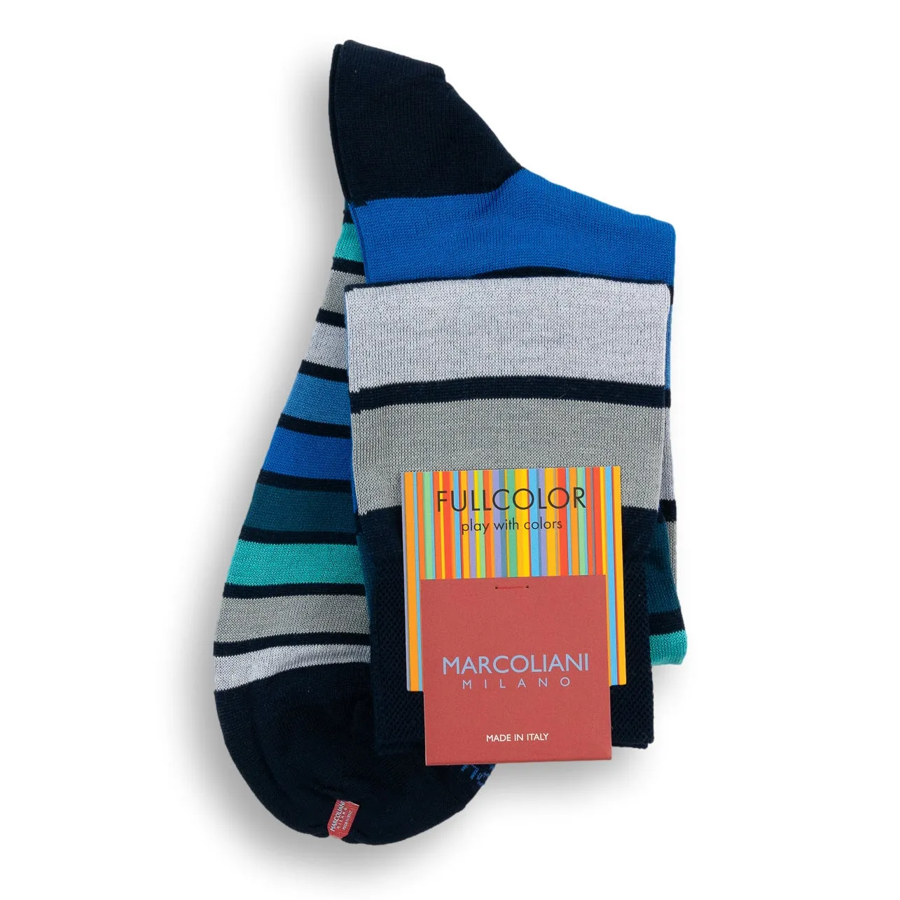 Pima Cotton Bellagio Stripe Over-the-Calf Dress Socks sold by The Andover Shop