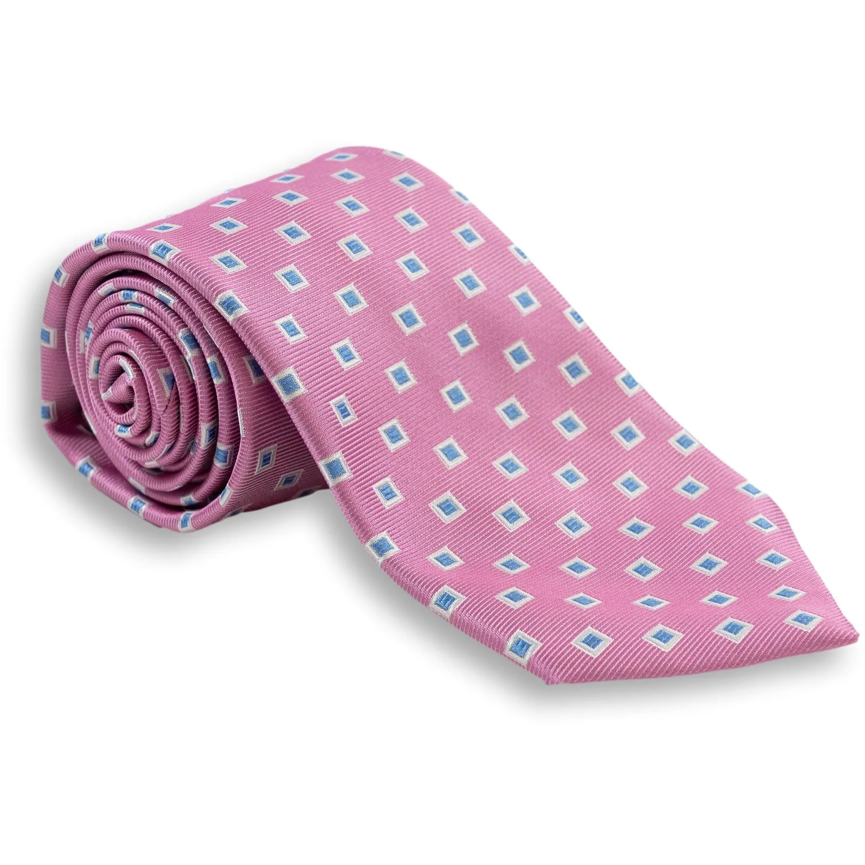 White Bordered Square Woven Silk Tie sold by The Andover Shop product image thumbnail 3