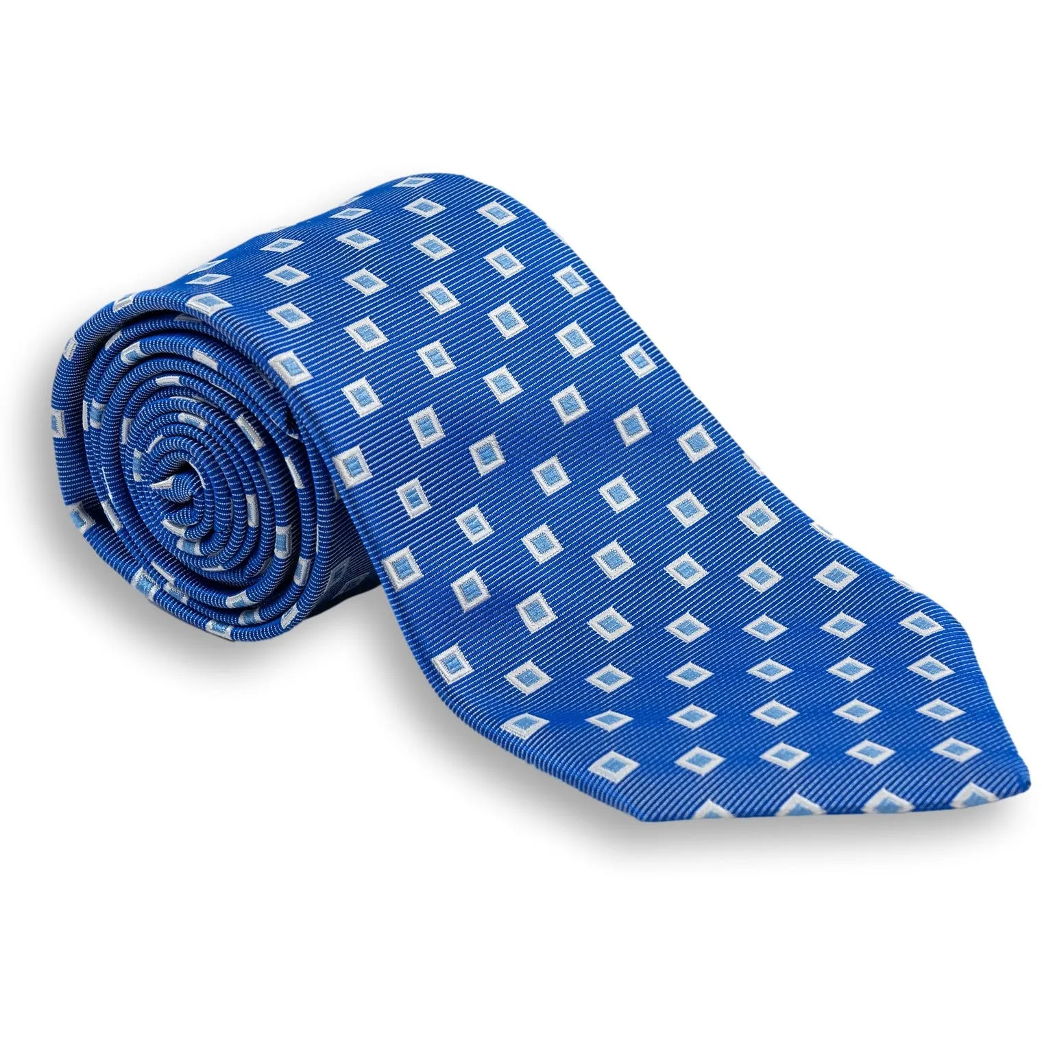 White Bordered Square Woven Silk Tie sold by The Andover Shop