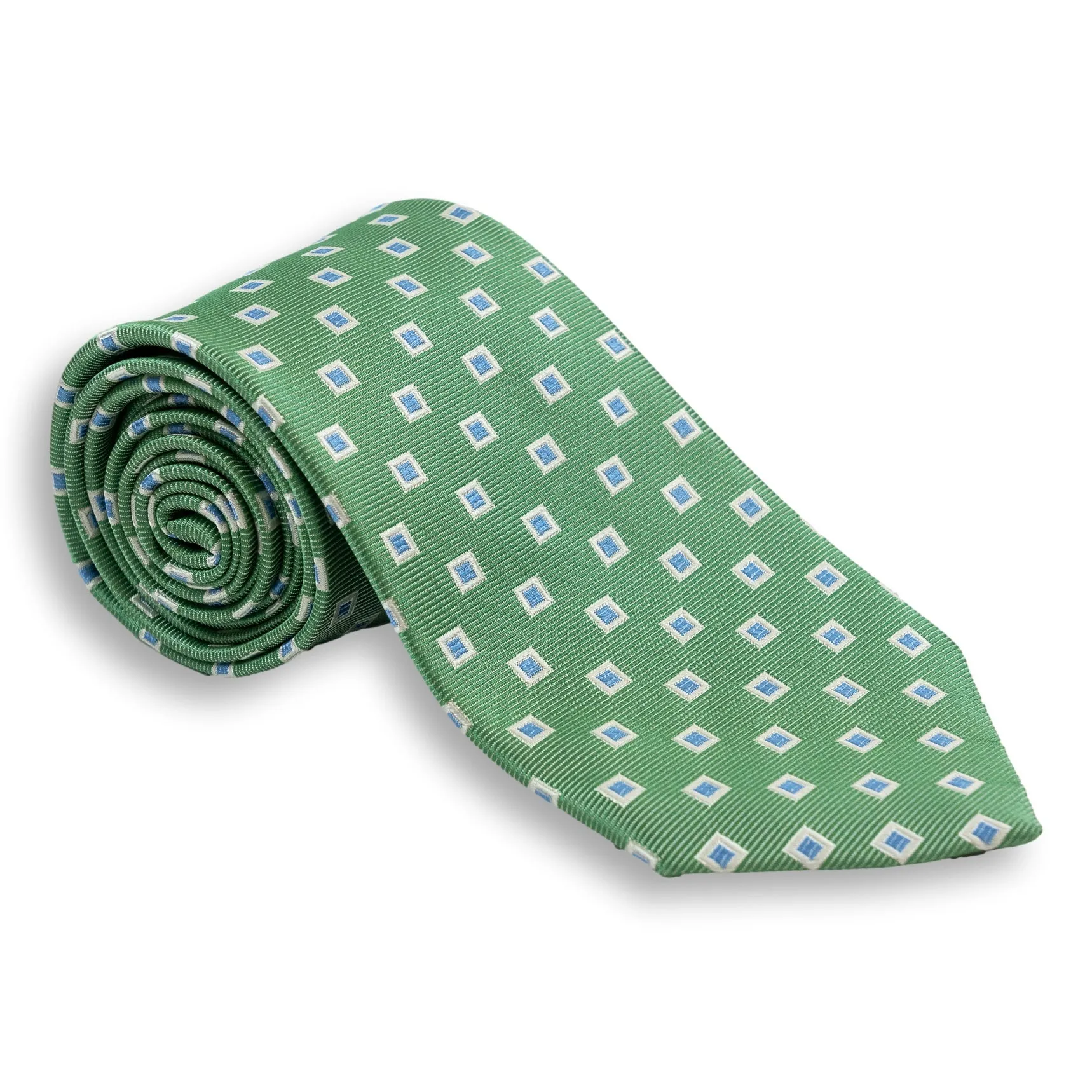 White Bordered Square Woven Silk Tie sold by The Andover Shop product image thumbnail 5