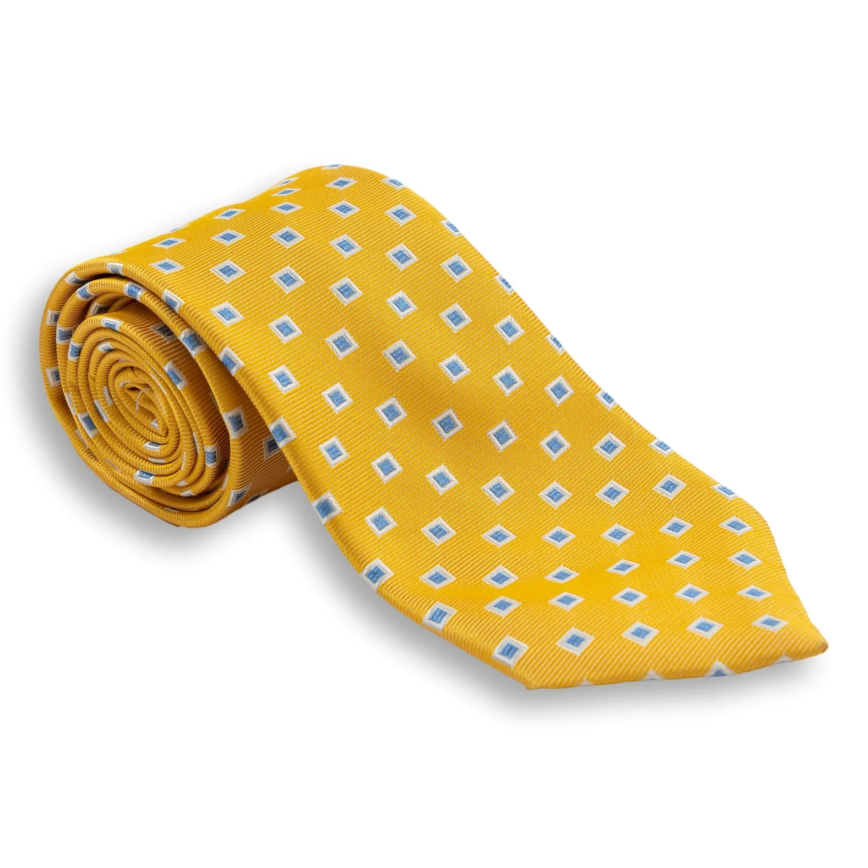 White Bordered Square Woven Silk Tie sold by The Andover Shop product image thumbnail 2