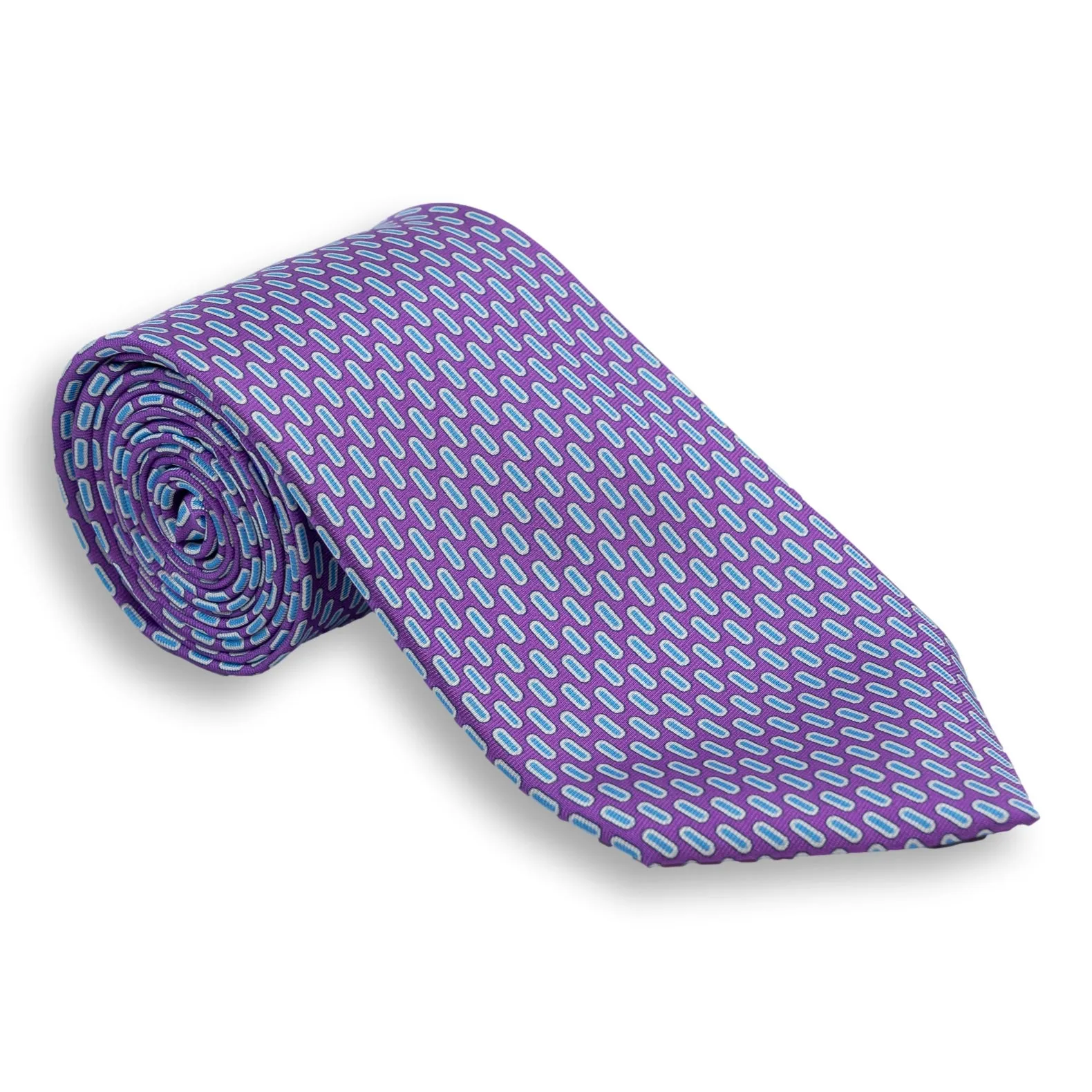 White Bordered Oval Silk Tie sold by The Andover Shop product image thumbnail 2