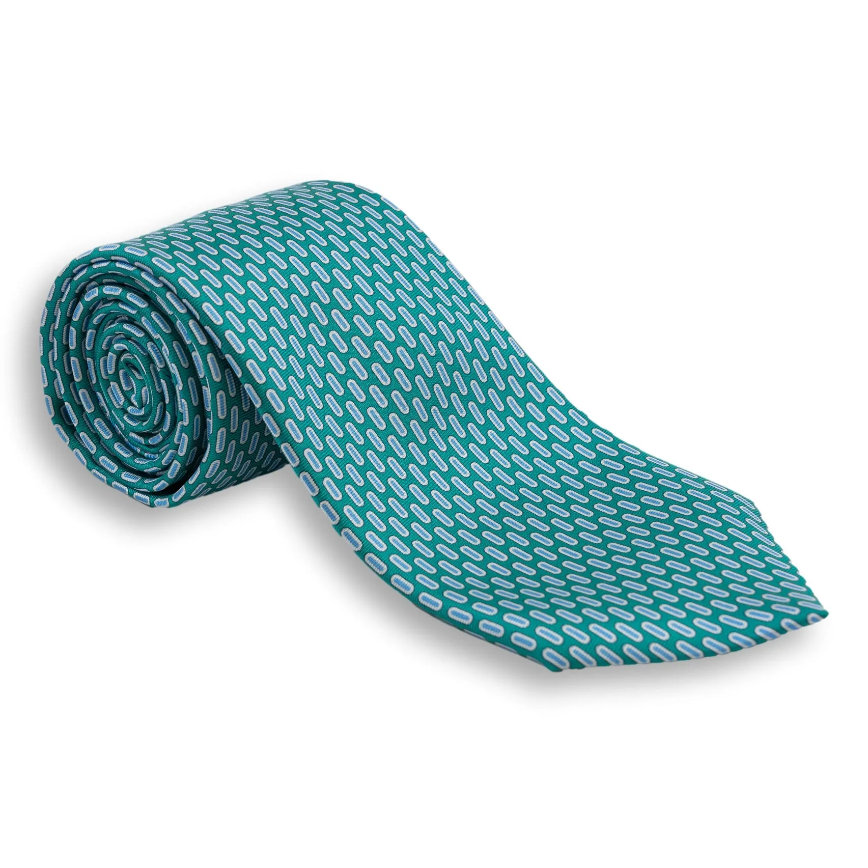 White Bordered Oval Silk Tie sold by The Andover Shop product image thumbnail 4