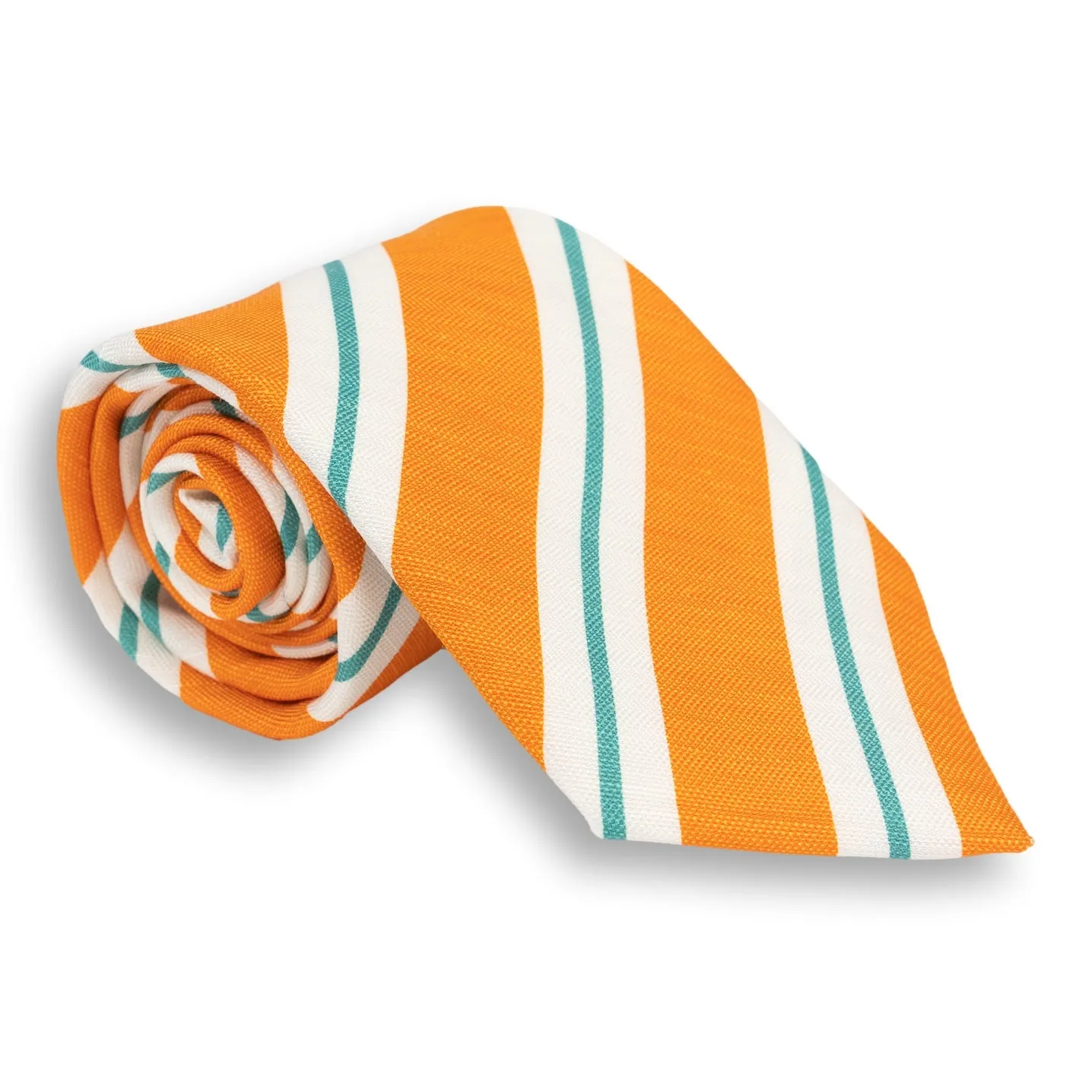 Repp Stripe Silk and Linen Woven Tie sold by The Andover Shop product image thumbnail 2