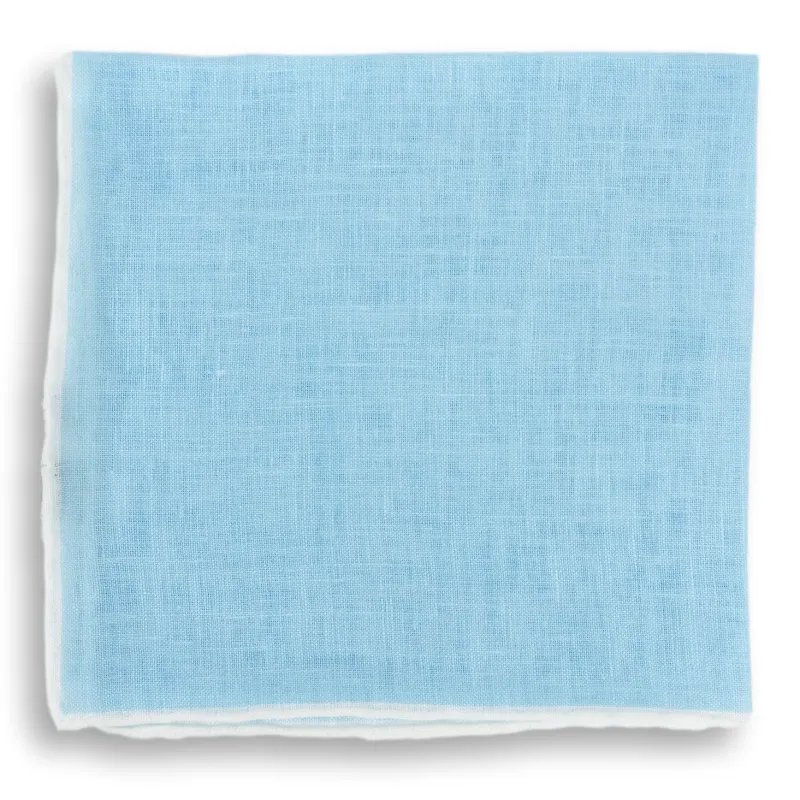 Bordered Solid Linen Pocket Square sold by The Andover Shop
