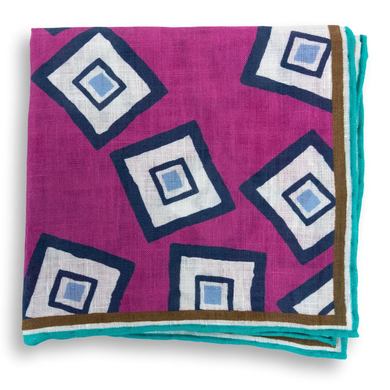 Stripe Bordered Abstract Square Linen Pocket Square sold by The Andover Shop product image thumbnail 2