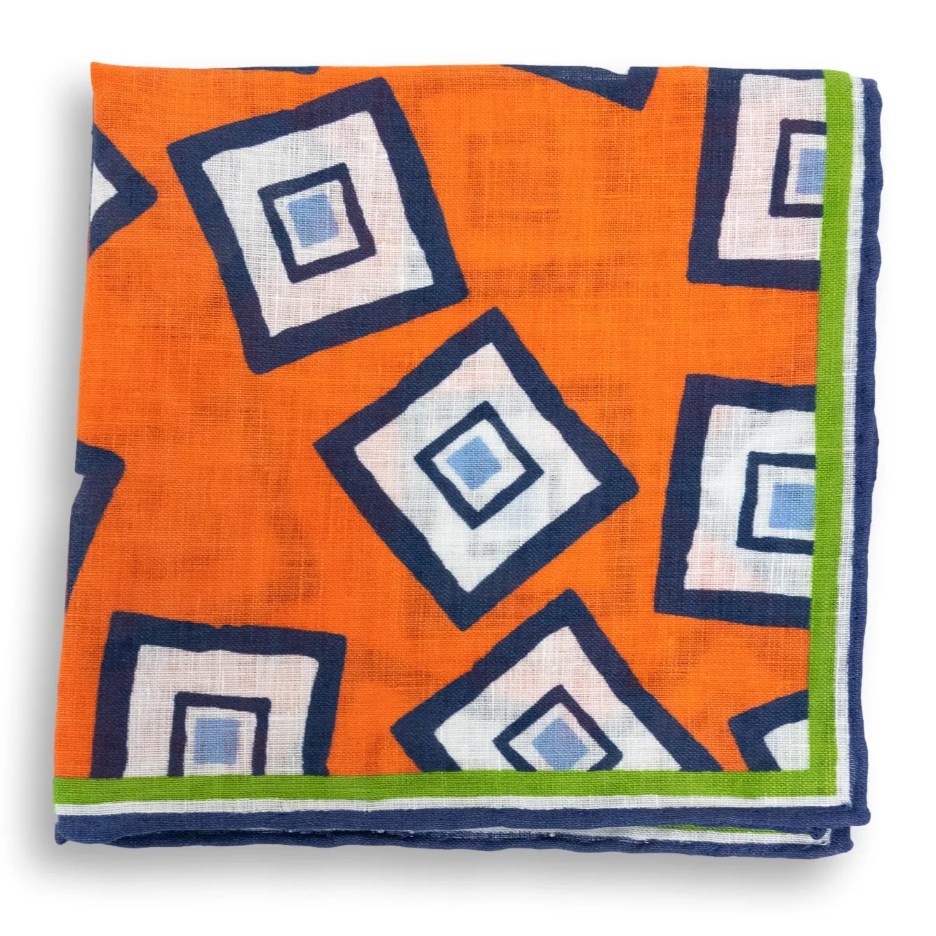 Stripe Bordered Abstract Square Linen Pocket Square sold by The Andover Shop