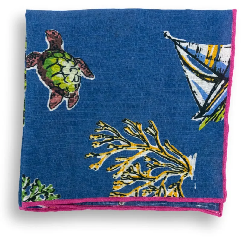 Caribbean Vacation Linen Pocket Square sold by The Andover Shop