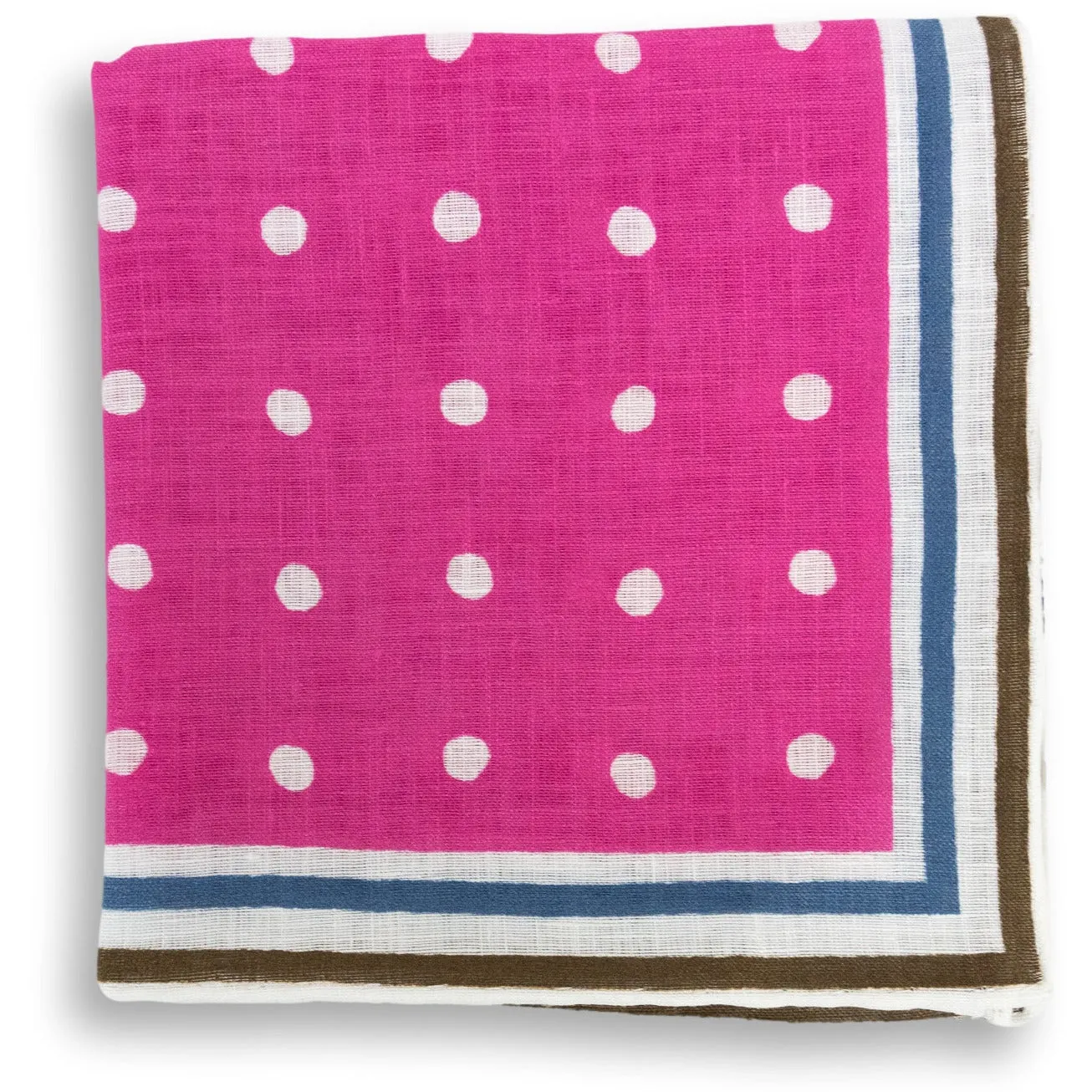 Stripe Bordered Polka Dot Linen Pocket Square sold by The Andover Shop product image thumbnail 2