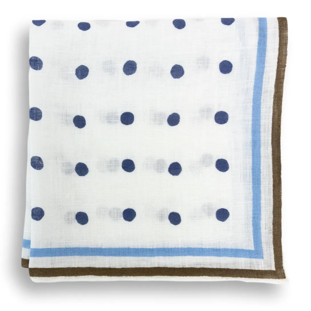 Stripe Bordered Polka Dot Linen Pocket Square sold by The Andover Shop product image thumbnail 3