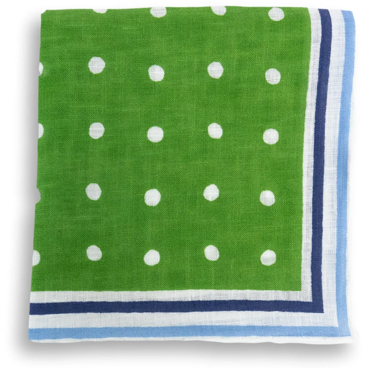 Stripe Bordered Polka Dot Linen Pocket Square sold by The Andover Shop