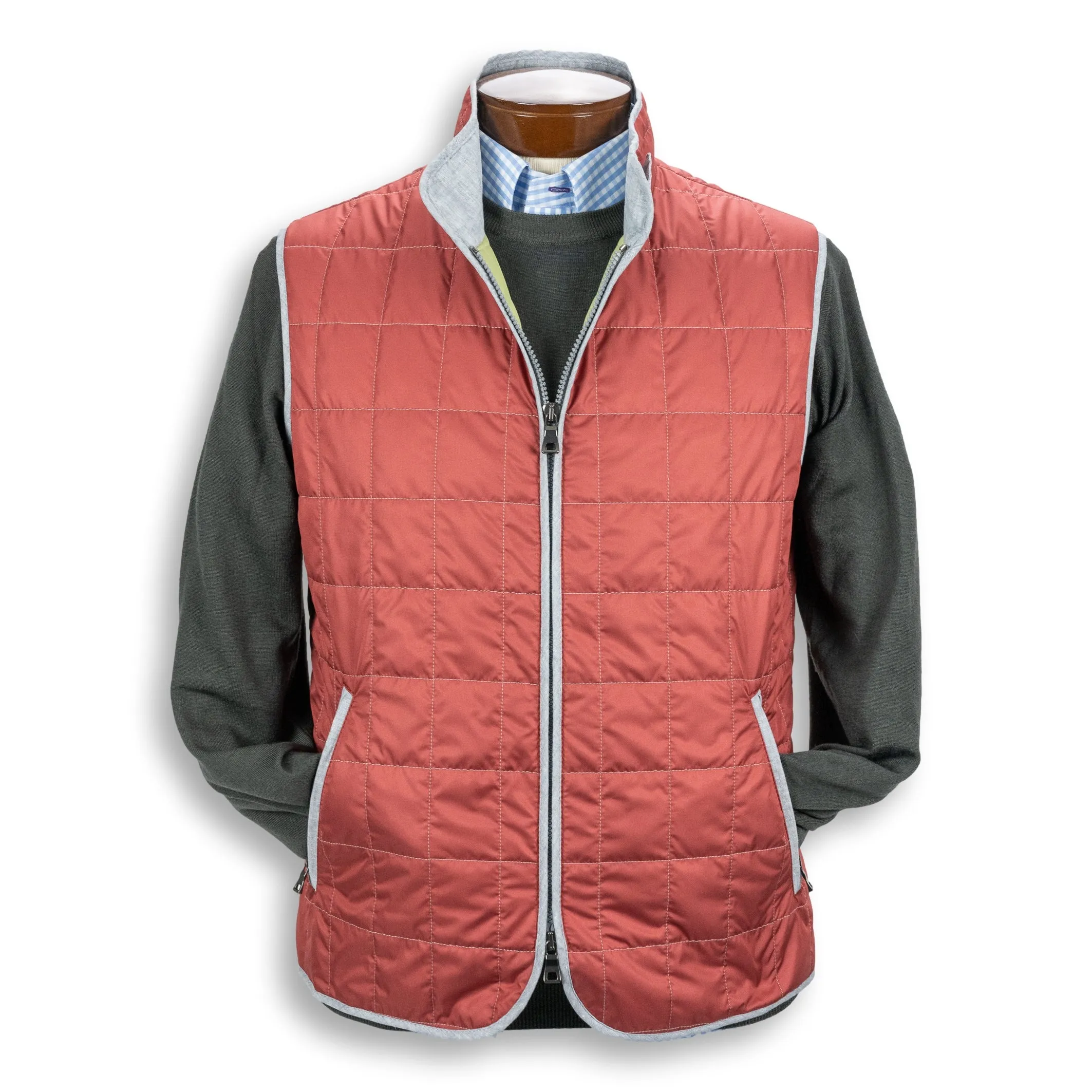 Brick Red Theo Waterville Quilted Vest sold by The Andover Shop