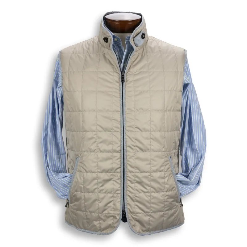 Khaki Theo Waterville Quilted Vest sold by The Andover Shop