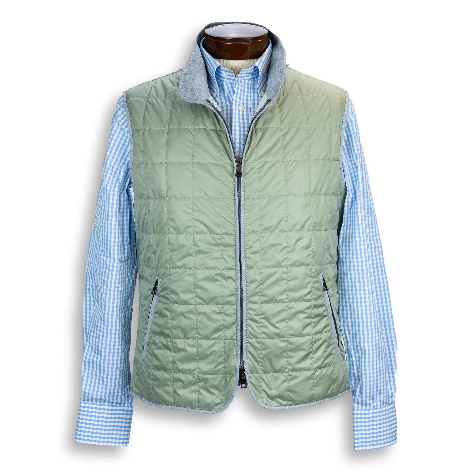 Sage Green Theo Waterville Quilted Vest sold by The Andover Shop