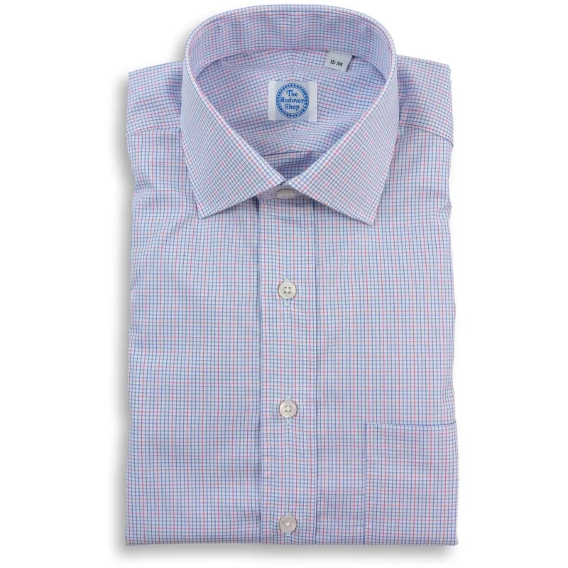 Red and Blue Graph Check Spread Collar Dress Shirt sold by The Andover Shop