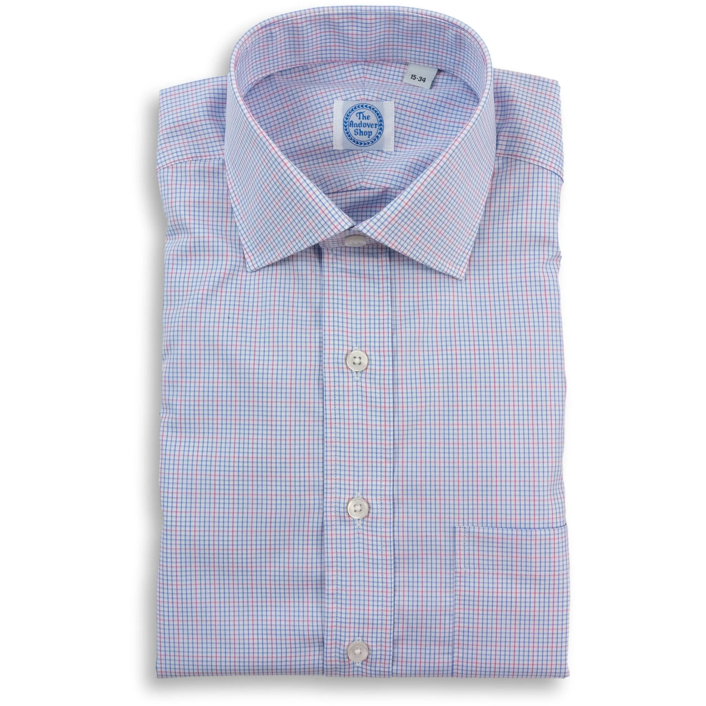 Red and Blue Graph Check Spread Collar Dress Shirt sold by The Andover Shop
