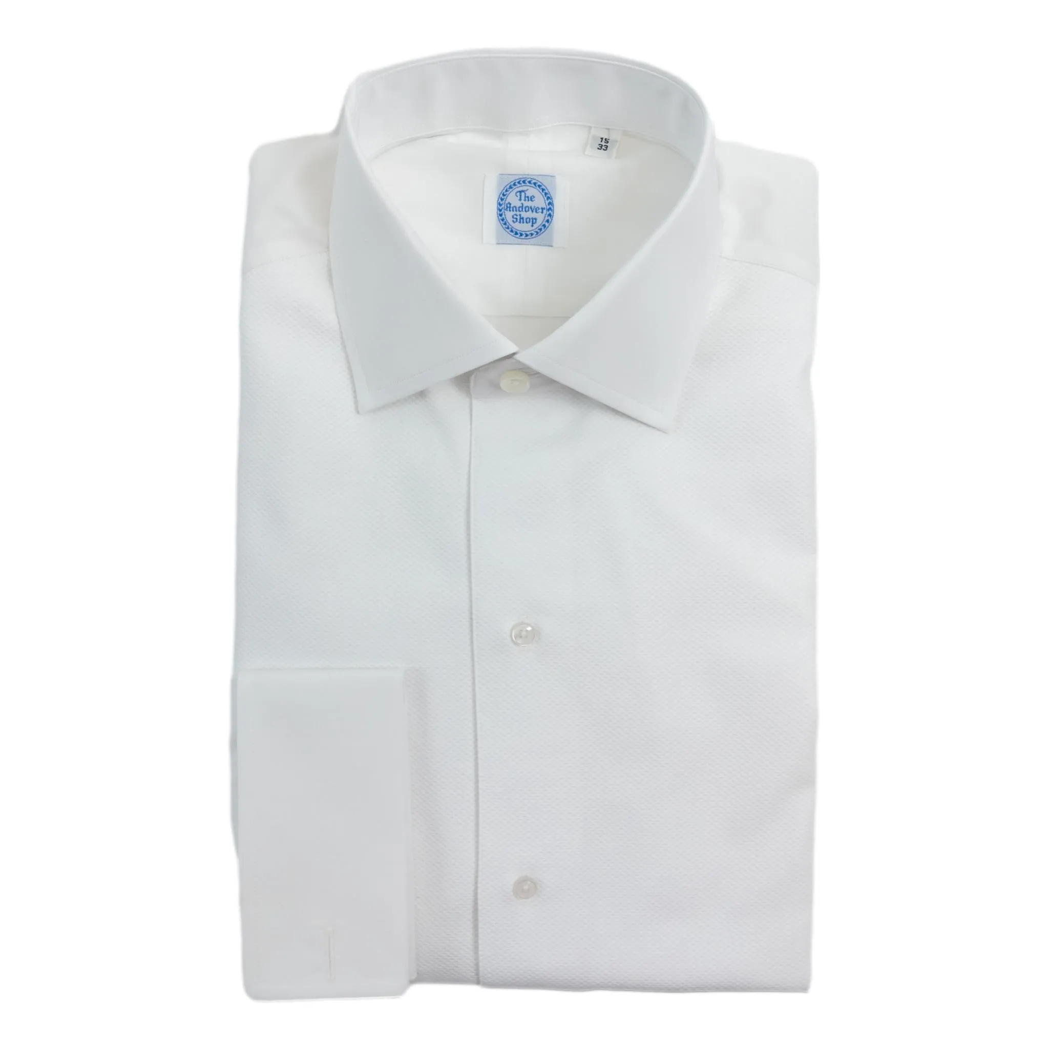 White Pique Bib Spread Collar Tuxedo Shirt sold by The Andover Shop