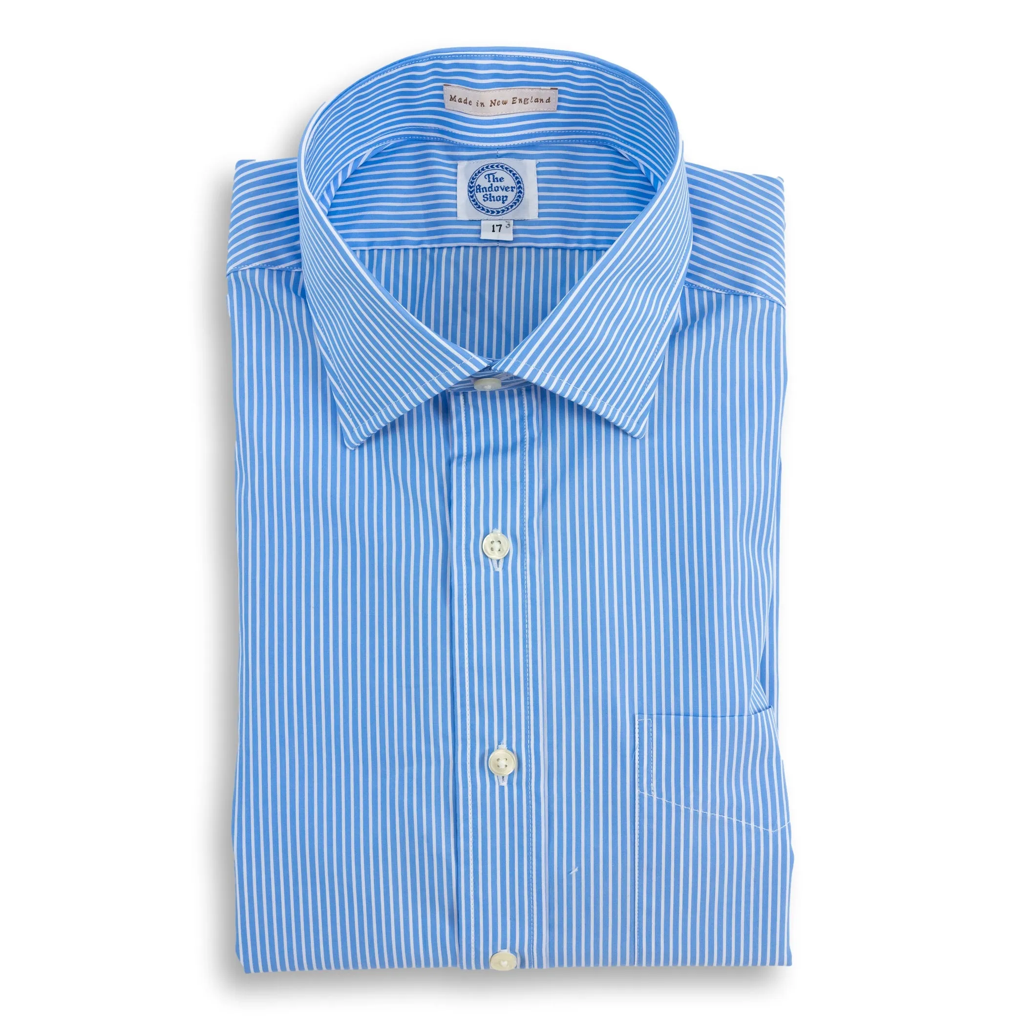 Light Blue with White Stripe Spread Collar Dress Shirt sold by The Andover Shop
