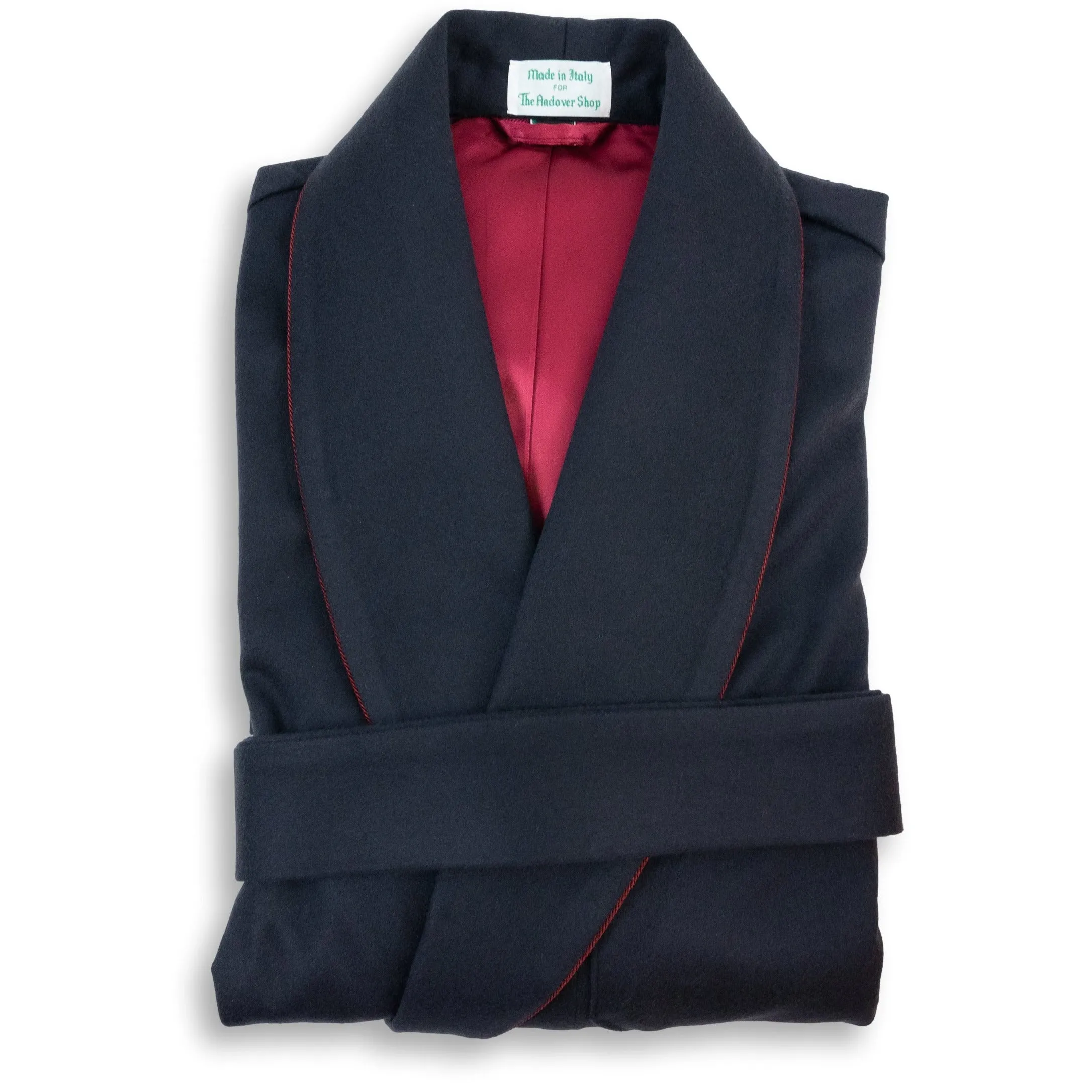 Navy Cashmere and Wool Blend Dressing Gown sold by The Andover Shop