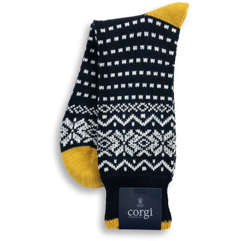 Snowflake Pattern Heavy Wool Midcalf Dress Sock sold by The Andover Shop