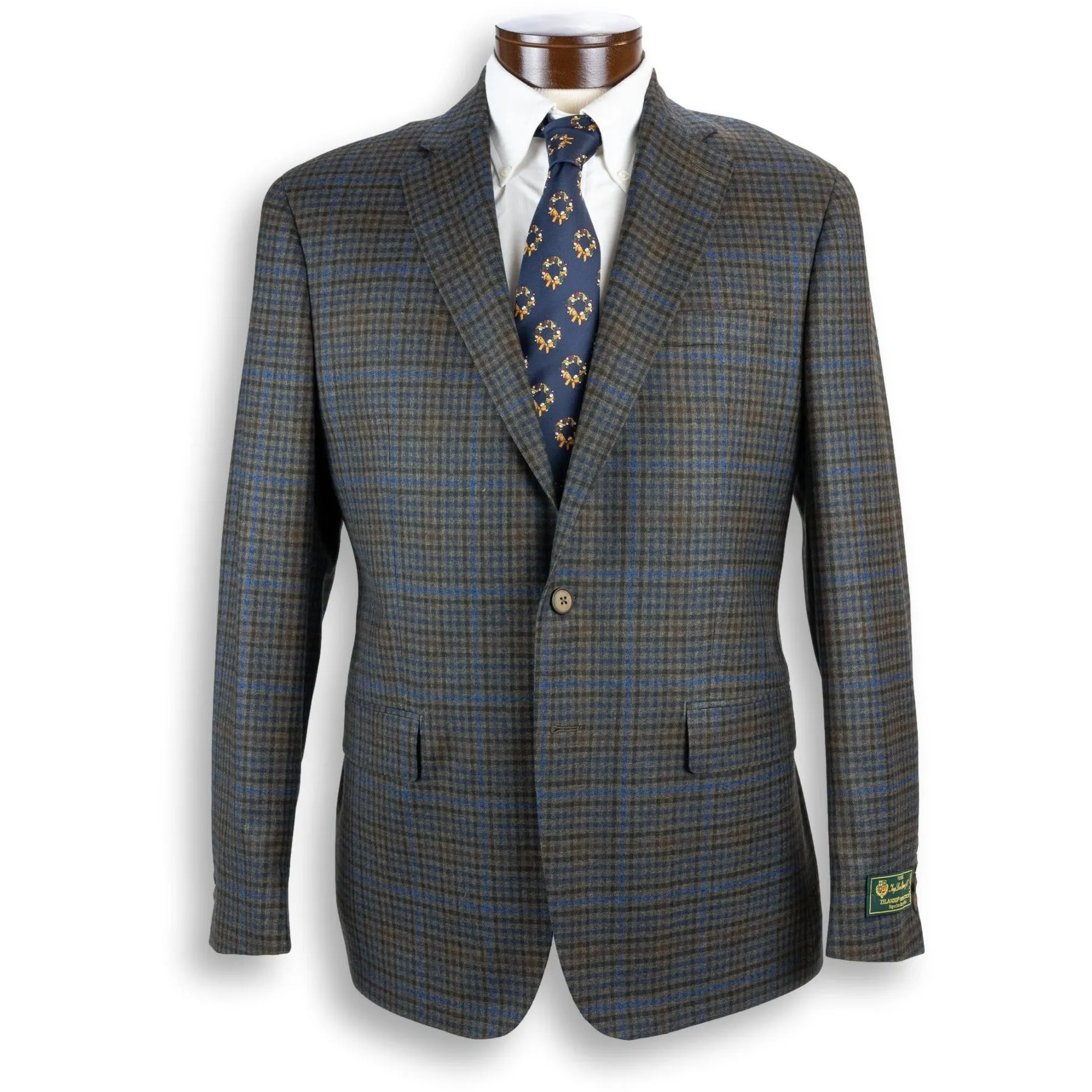 Green Multi Check Superfine Merino Wool Loro Piana Sport Coat sold by The Andover Shop