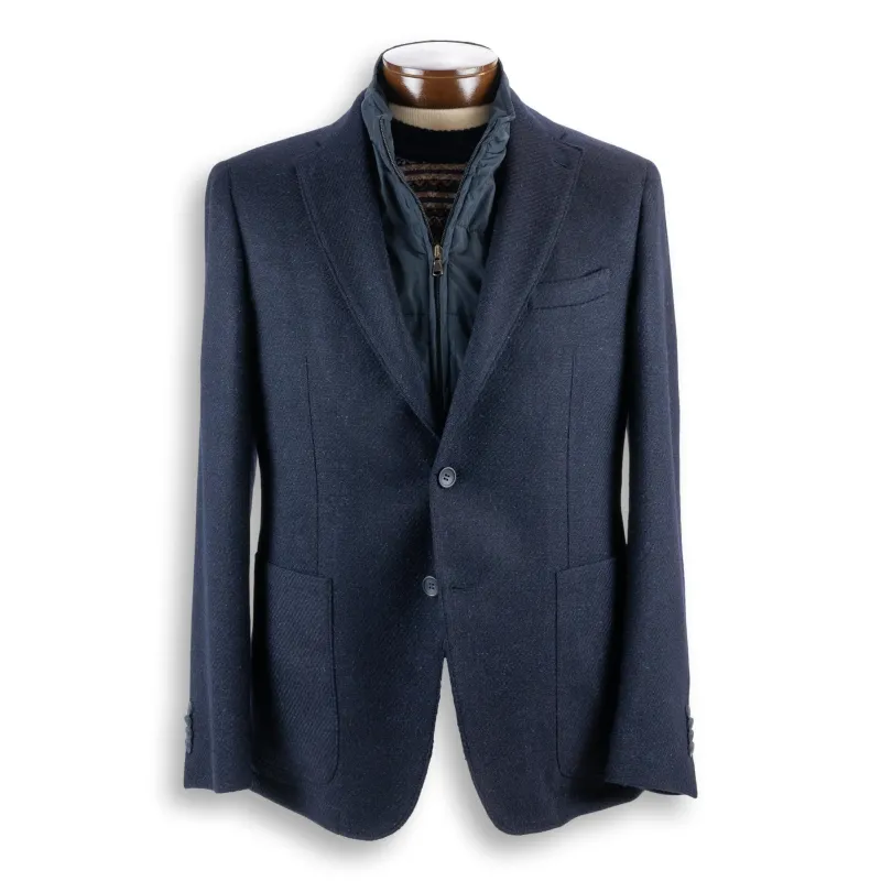 Dark Navy 100% Virgin Italian Wool Zip-In Liner Sport Coat sold by The Andover Shop