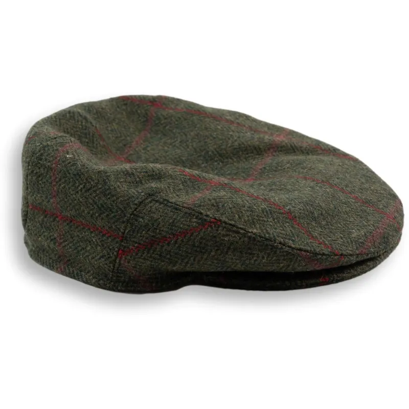 Brown and Green Herringbone with Red Windowpane Wool Cap sold by The Andover Shop
