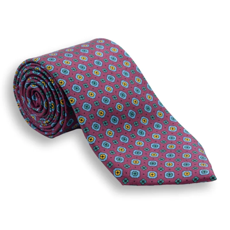 Medallion and Flower Motif Motif Silk Tie sold by The Andover Shop
