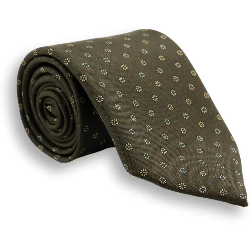 Small Flower Motif Silk Tie sold by The Andover Shop