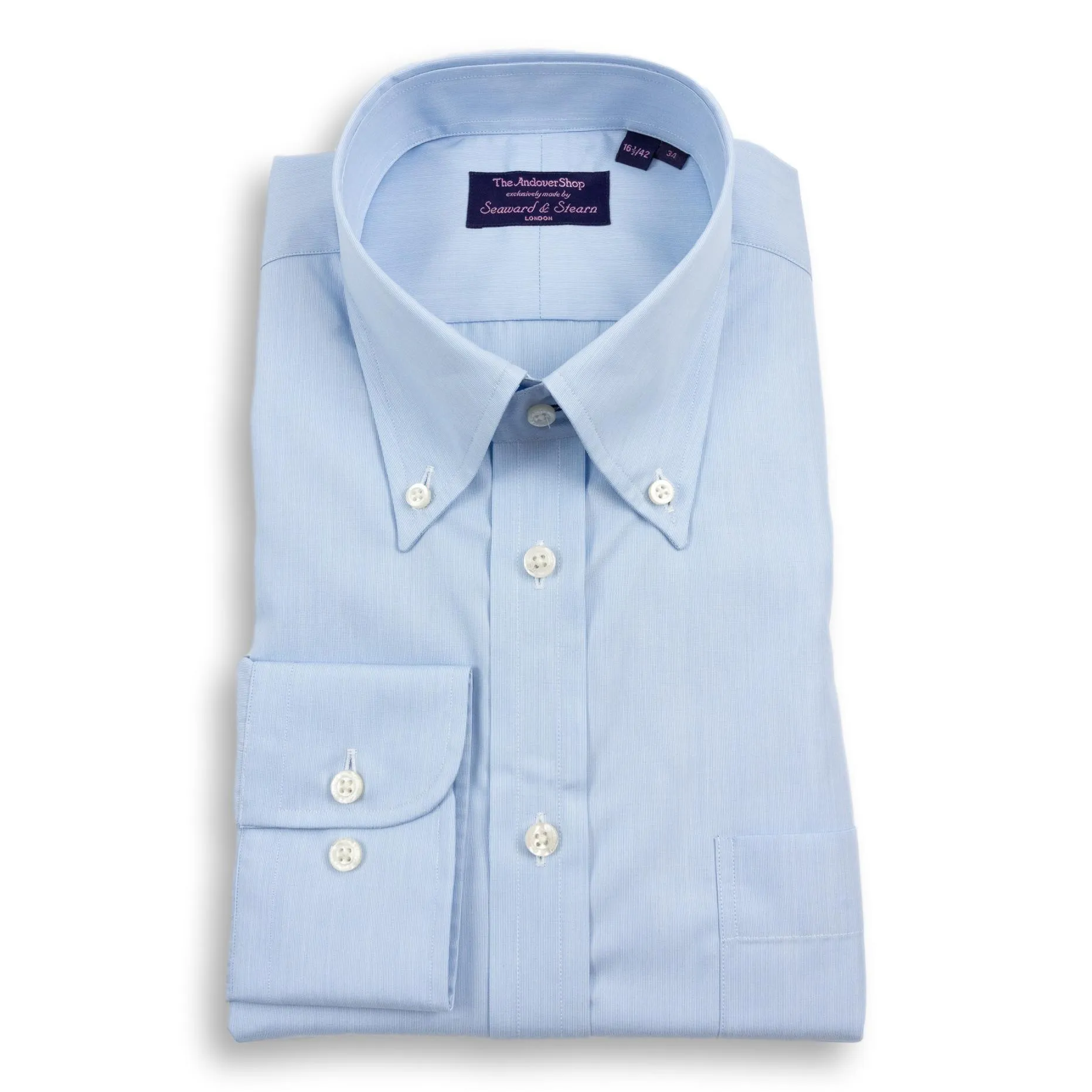 Powder Blue Hairline Stripe Button Down Dress Shirt sold by The Andover Shop